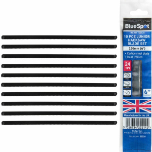Junior Hacksaw Blade Set 10pc 150mm Carbon Steel British Made 6" Bluespot